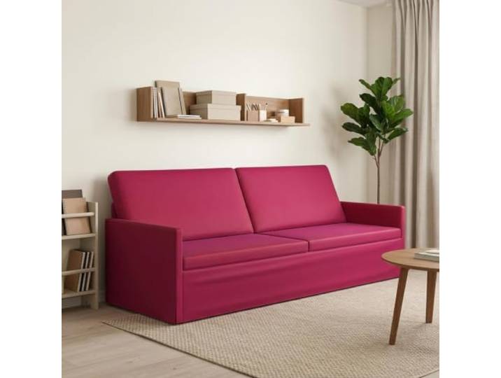 3-Sitzer Sofa Weinrot 220 x 81 x 82 cm Samt Metallrahmen,Kissenrücken,eckige Form,Samtbezug,Anleitung inklusive