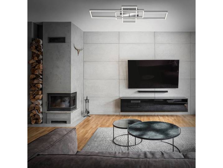 LED-Deckenleuchte Frame 42 x 10 x 104cm Silber Kunststoffart: Polycarbonat Material: Metall, Kunststoff Metallart: Eisen Oberfläche Metall: