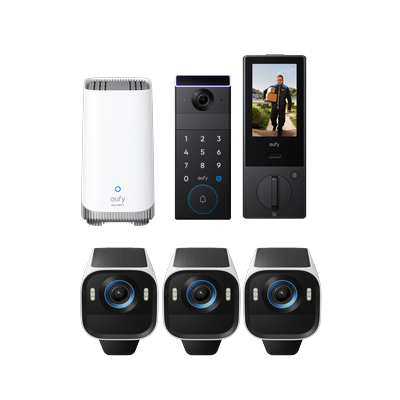 eufyCam S3 Pro 3-Cam Kit + FamiLock S3 Max White