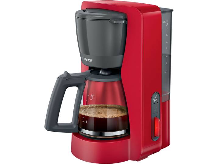 BOSCH Filterkaffeemaschine MyMoment TKA3M134 , rot, 1,25 l, 15, Kaffeemaschinen, 60min Warmhaltefunktion, Aroma intense, Entkalkungsprogramm, 1200 W, Filterkaffeemaschine