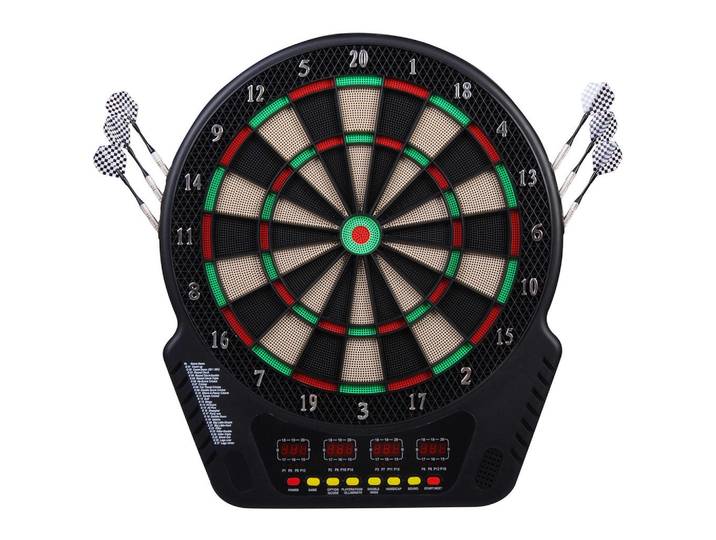 Homcom Elektronische Dartscheibe Dartboard Soundeffekte LED Anzeige 27 Spiele, Schwarz, Kunststoff, 51.5x44 cm, Freizeit & Co, Sport & Fitness