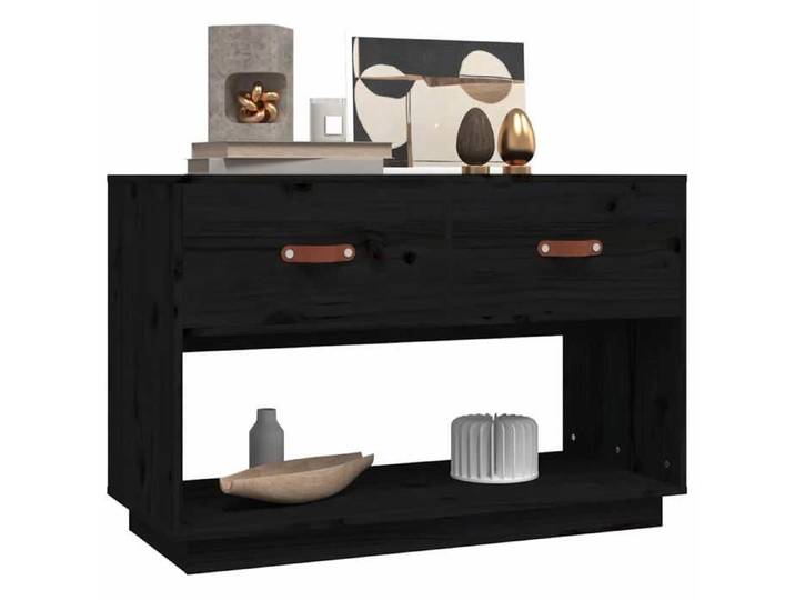 Magnifique Noir Banc TV - Meuble TV Noir 90x40x60 cm - Bois de pin massif &&18882