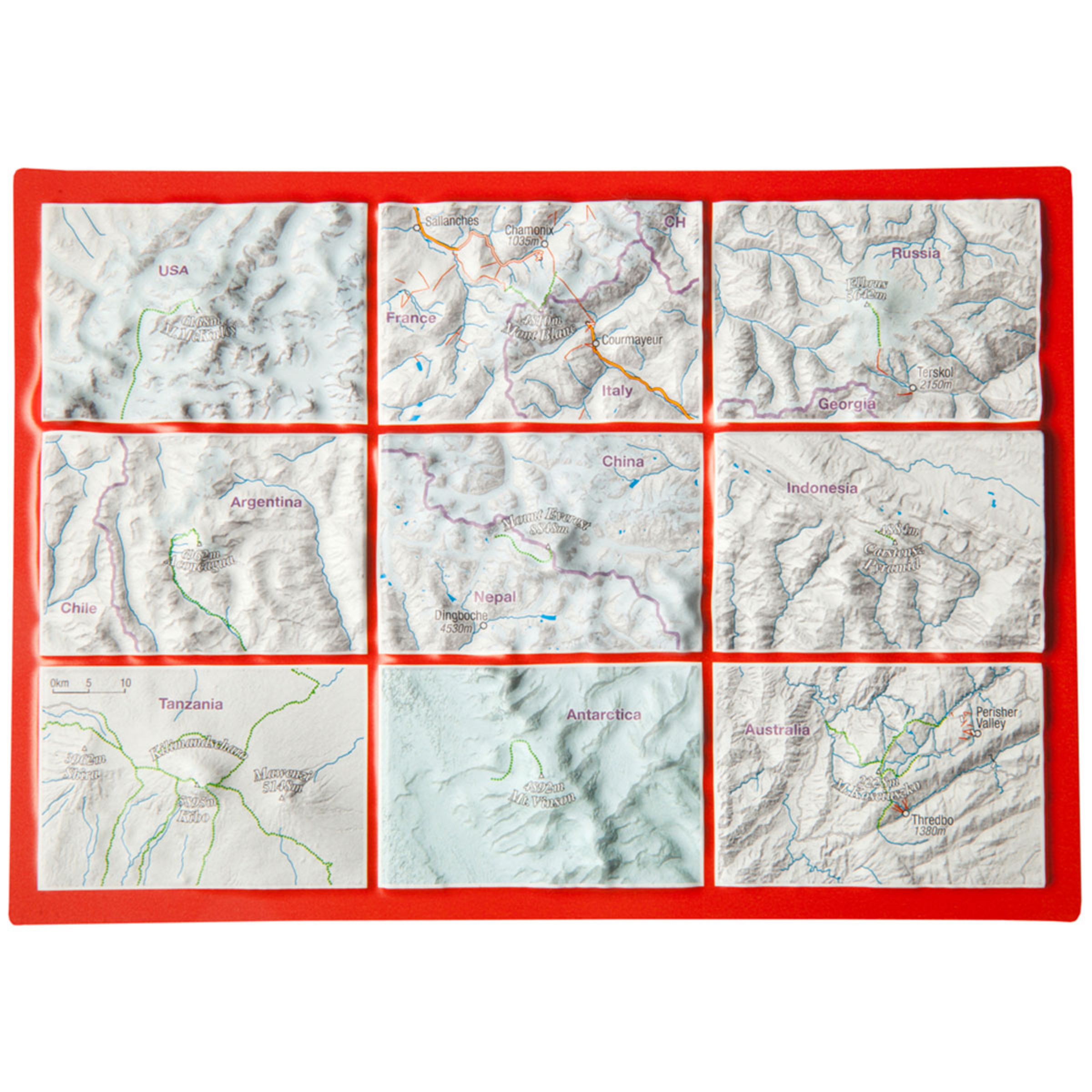 Georelief 3D Reliefpostkarte Seven Summits Postkarten
