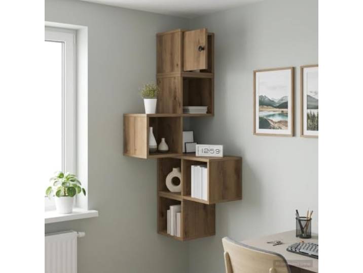 IBUQDDV Wand-Eckregal Artisan-Eiche 48x48x120 cm Holzwerkstoff Eckregal Moderne Optik, platzsparend, wandmontiert, robust, pflegeleicht, vielseitig einsetzbar