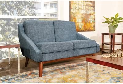 Office Star Products OSP Mid-Century Loveseat with Wood Legs