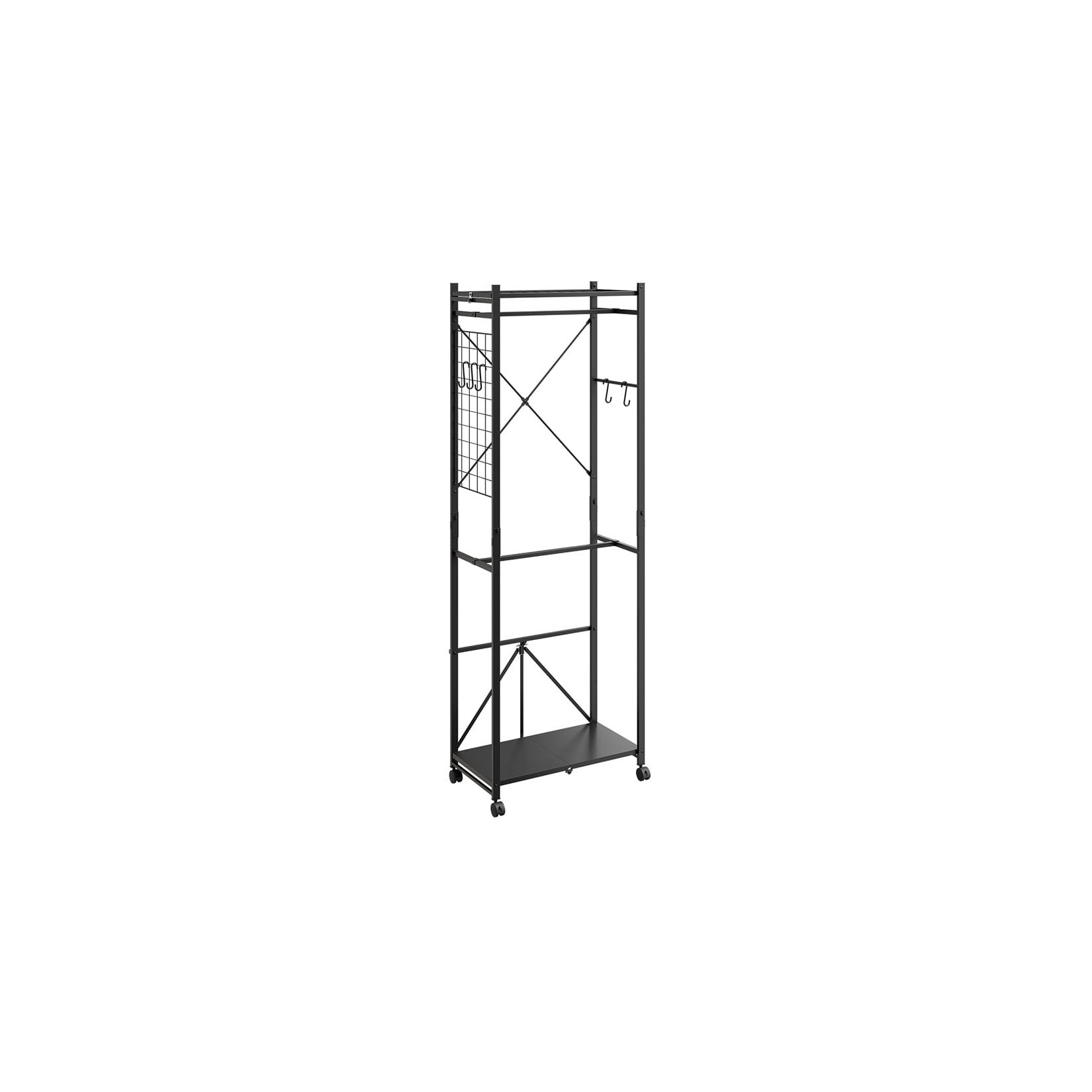 SoBuy Kleiderständer, Garderobenständer, Aufbewahrungssystem mit Rollen Schwarz 60x32x175cm