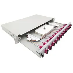 Tecline LWL Spleissbox, 12-fach SC-Duplex, OM4, mit SC Duplex-Kupplungen und Pigtails, 19", ausziehba, Server Zubehör, Schwarz
