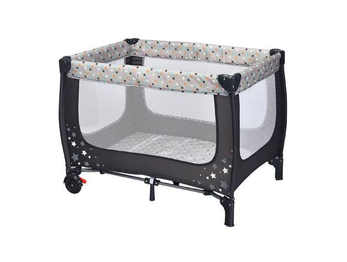 COSTWAY Baby-Reisebett Kinderbett, mit 2 Rädern