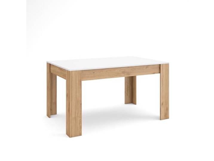 Skraut Home Esszimmertisch Küchentisch, Esstisch 140x90x76 cm Für 6 Gäste Stubentisch Moderner Stil Weiß und Eiche