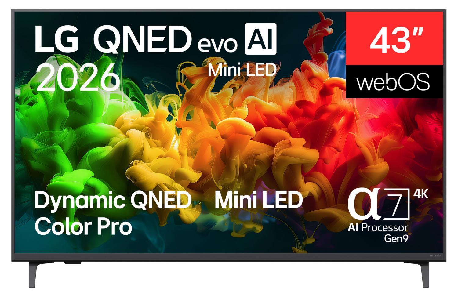 LG QNED evo AI MiniLED QNED80, 109,2 cm (43"), 3840 x 2160 Pixel, QNED MiniLED, Smart-TV, WLAN, Schwarz