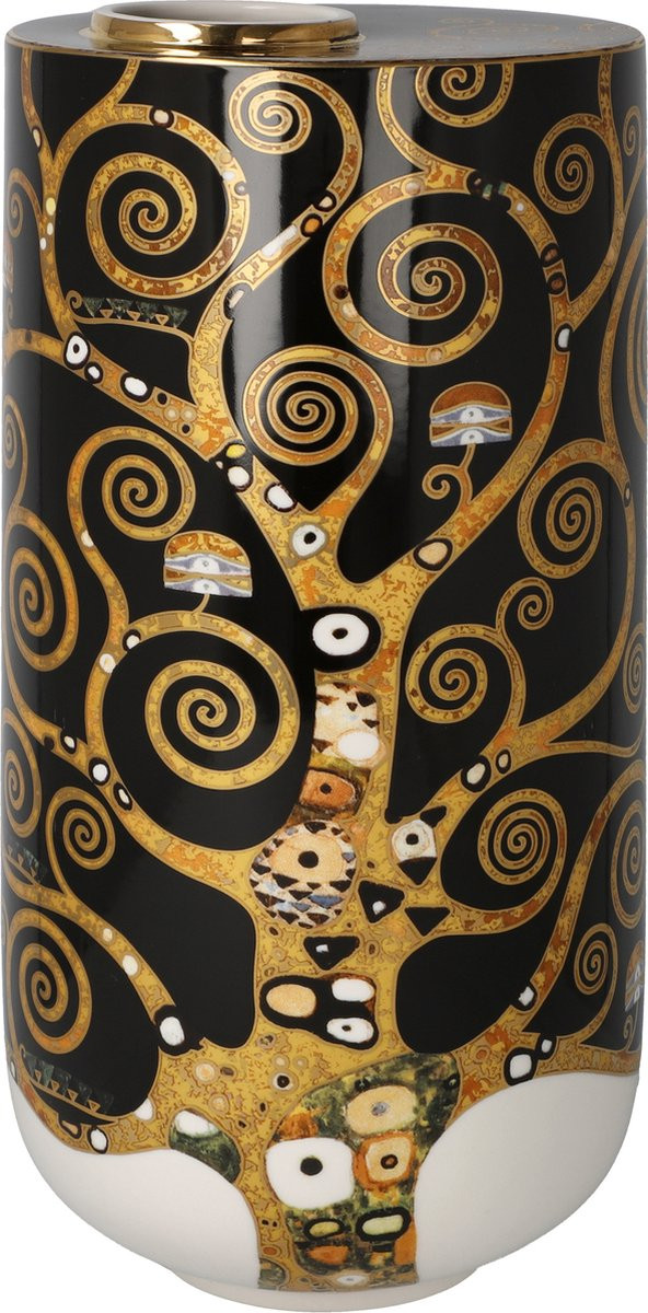 Goebel Gustav Klimt Vaas Levensboom van porselein met echt goud, Hoogte: 25,5 cm