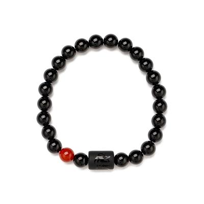 Armband FIRETTI "Schmuck Geschenk Armschmuck Armkette Edelstein Sternzeichen", schwarz (schwarz, rot, schwarz, rot), Armbänder, Damen, 20cm, Löwe, Silikon Stein, Silikon, Stein, Armband, Made in Germany - mit Onyx und Geburtsstein