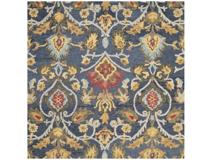 Tapis traditionnel en laine bleu/multicolore, 183 x 183 cm