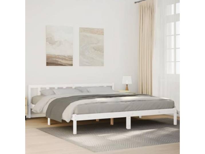 RJPLMFV Bettgestell, 180 x 210 cm, Massivholz, Kiefer Ohne Matratze, Kopfteil inklusive, Lattenrost, rustikales Design, langlebig