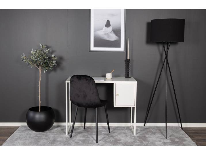 Schreibtisch Maru - modernes Design mit praktisch integriertem Seitenschrank - Weiß - Luxusbetten24