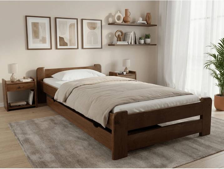 Bett Emily 90 x 200 cm, Eiche Matratze: Ohne Matratze, Lattenrost: Ohne Lattenrost