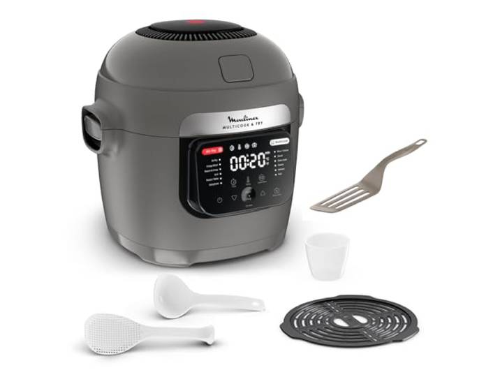Moulinex Multicook Fry Multikocher und Air Fryer, 12 Programme, 6 L, Grau, inklusive Spatel YY5553FB