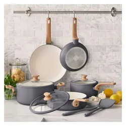 Greenpan Set Pentole a Induzione in Ceramica Grigio Essenza, Pfannenset + Topfset, Beige, Grau
