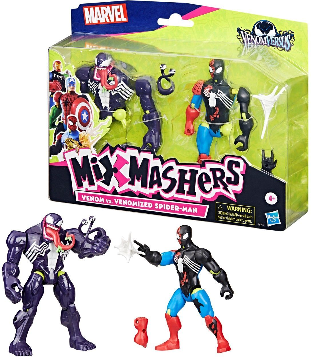 Hasbro Marvel VenonVersus: MixMashers - Venom vs. Venomized Spider-Man Action