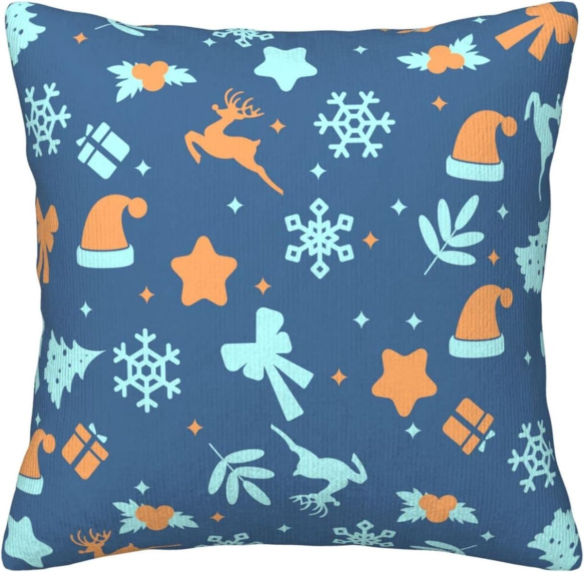 Pluche Kussensloop met Kerstprint - Dubbelzijdig Bedrukt Decoratief Sierkussen - 45 x 45 cm