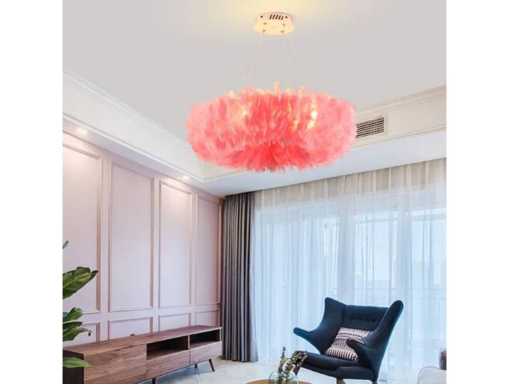 Nordique créatif coloré plume lustres salon romantique fille chambre pendentif LED lampe moderne éclairage à la maison décoration