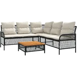vidaXL 2-tlg. Garten-Sofagarnitur mit Auflagen Schwarz Poly Rattan