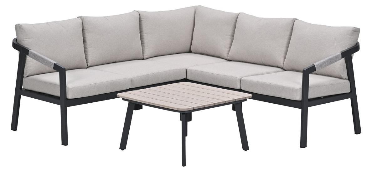 Garden Impressions Terni aluminium lounge hoekset - carbon black - desert sand