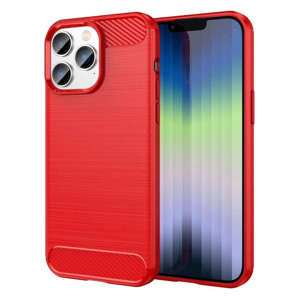 Cover-Discount iPhone 14 Pro - Metall Carbon Look Hülle rot (Apple iPhone 14 Pro) (101135514D)