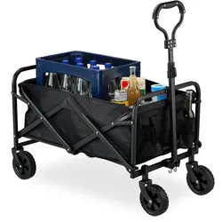 Relaxdays Faltbarer Bollerwagen Schwarz