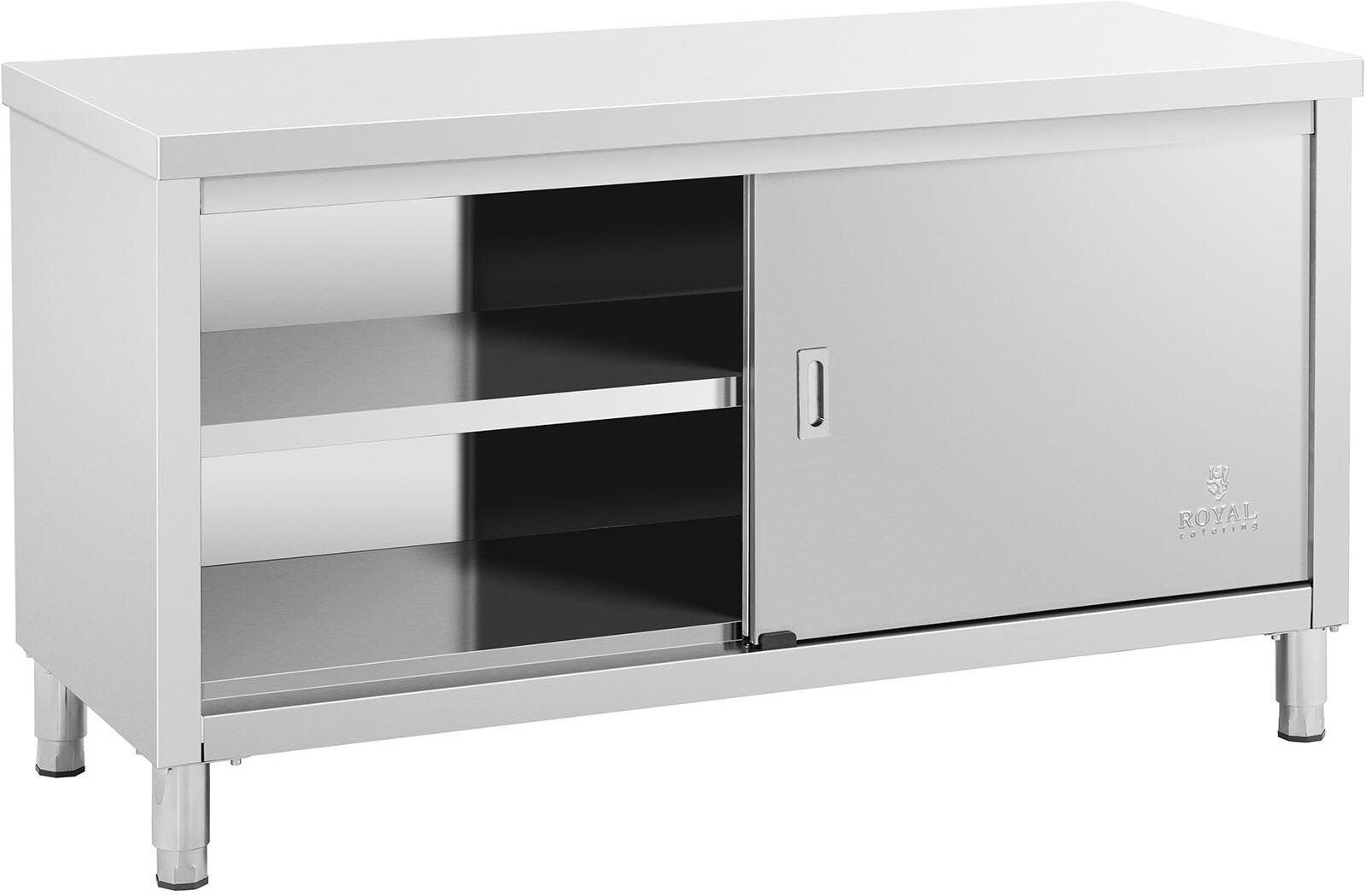 Royal Catering Stainless steel work cabinet - 150 x 60 x 85 cm - 600 kg Load capacity RCSSCB-150X60-E