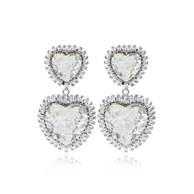Paar Ohrclips FILIPPA FIRENZE "Amore per sempre", silber (silberfarben), Ohrringe, Damen, Stahl, Glamour Statement-Ohrclips mit geschliffenen Kristallen