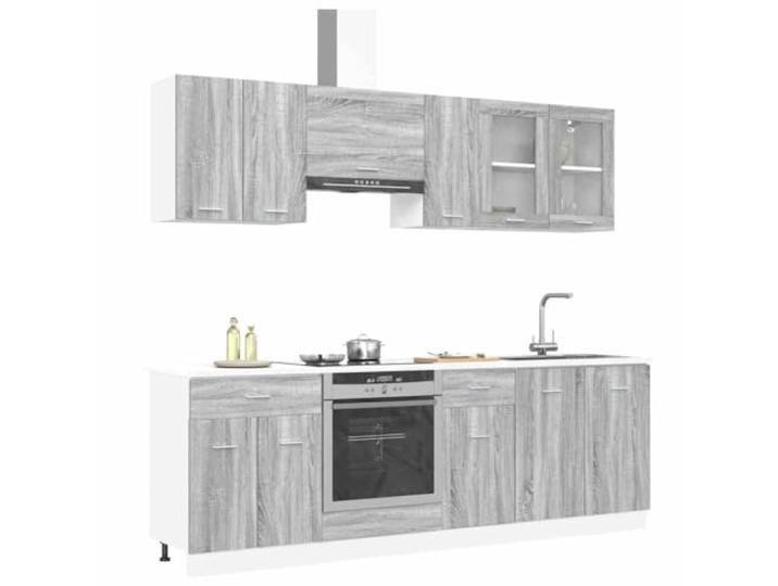 vidaXL Küchenschrank-Set Lyon 8 pcs Graues Sonoma Holzwerkstoff, Viel Stauraum, rechteckige Kunstholzschränke, modernes Küchendesign, anpassbare Einheiten für platzsparende Funktionalität