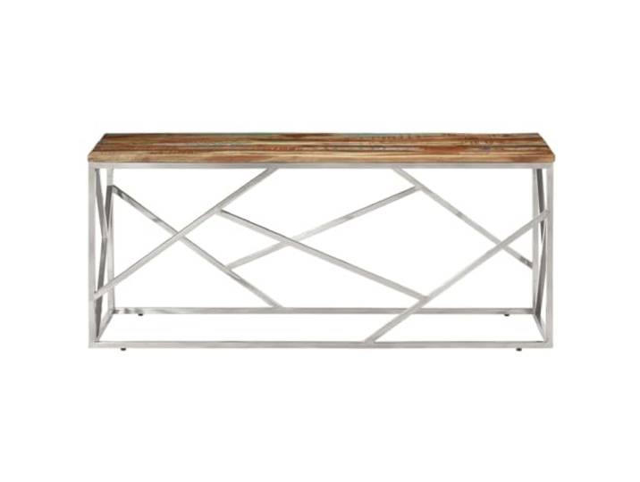 KTHLBRH Couchtisch Silber Edelstahl Holz Recupero 110 x 45 x 45 cm Fleckenabweisende Oberfläche, stabile Struktur, modernes Design, einfache Reinigung, Montage erforderlich