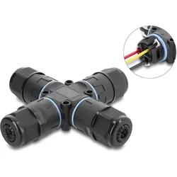 DELOCK Kabelverbinder X-Form mit Klemmverbind. 3 Pin, IP68