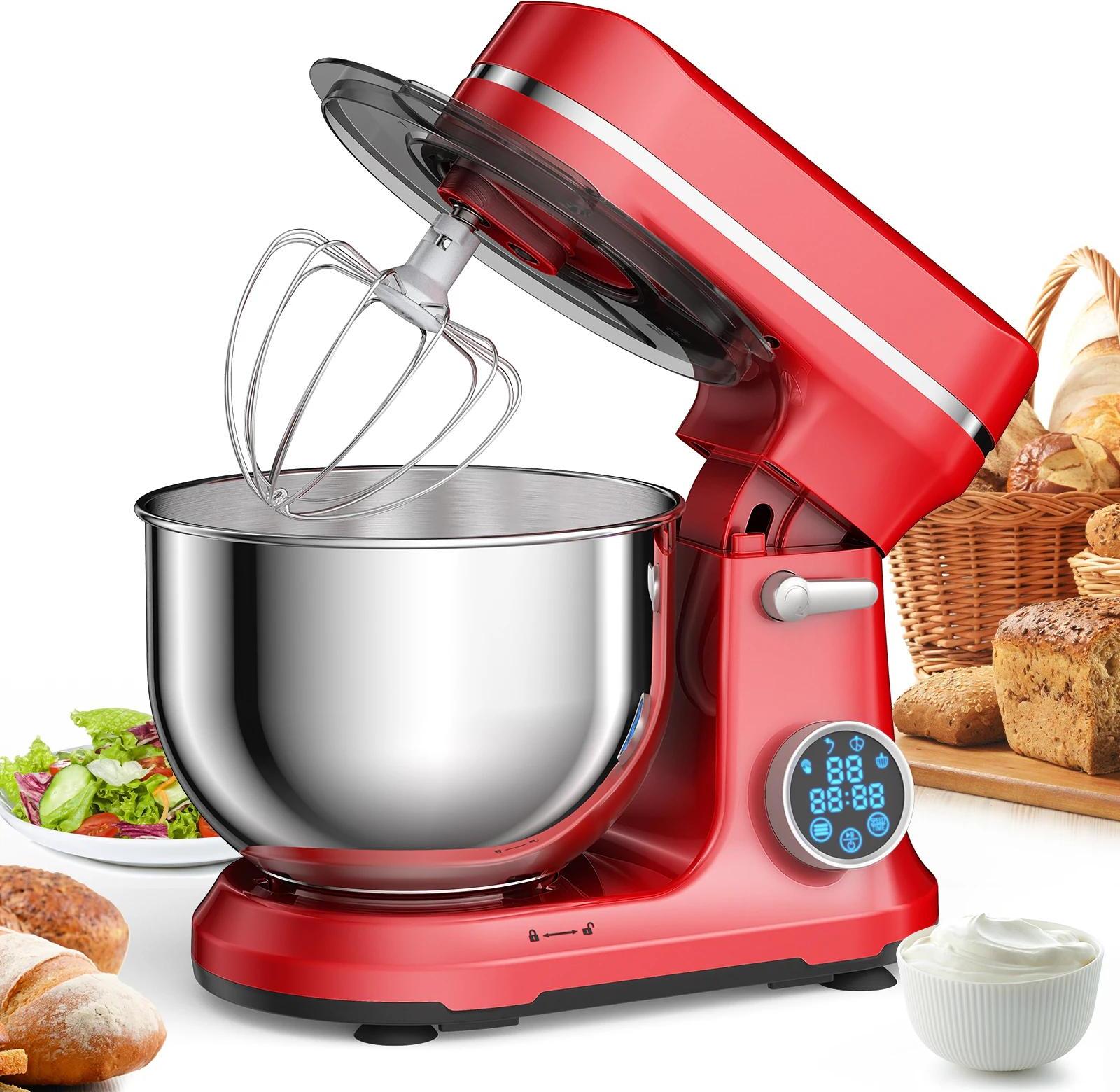 Küchenmaschine Rührmaschine - BM602E - 1200 W, 11 Stufen, DC-Motor, OLED-Display, Kippkopf, 5 L Schüssel - Rot