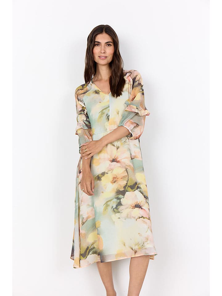 soyaconcept Kleid "Carmen" in Beige/ Mint - M