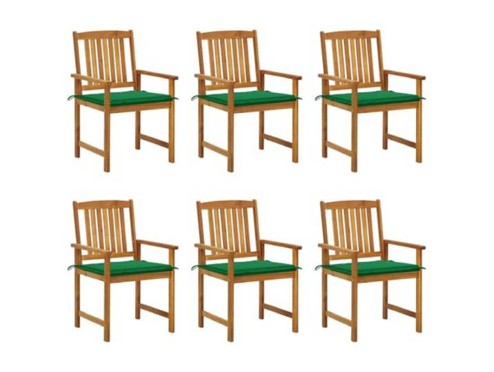 Coespram 6er Set Gartenstühle Massivholz Akazie mit Grünen Kissen Aus wetterfestem Holz gefertigt, bieten diese Armlehnenstühle Komfort für Garten, Terrasse und Balkon im Freien.