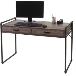 Schreibtisch MCW-F58, Bürotisch Computertisch, Industriedesign 75x120x60cm 3D-Struktur ~ braun