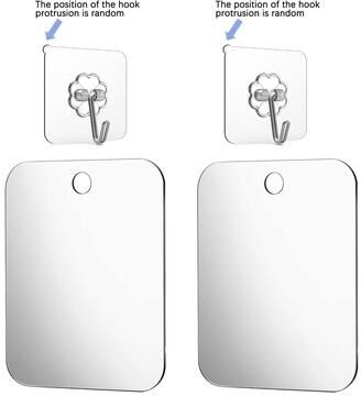 Fusion Finds Portable Anti Fog Shower Mirror With Suction Cup For Shaving, Makeup & Travel Bathroom Use 2pc