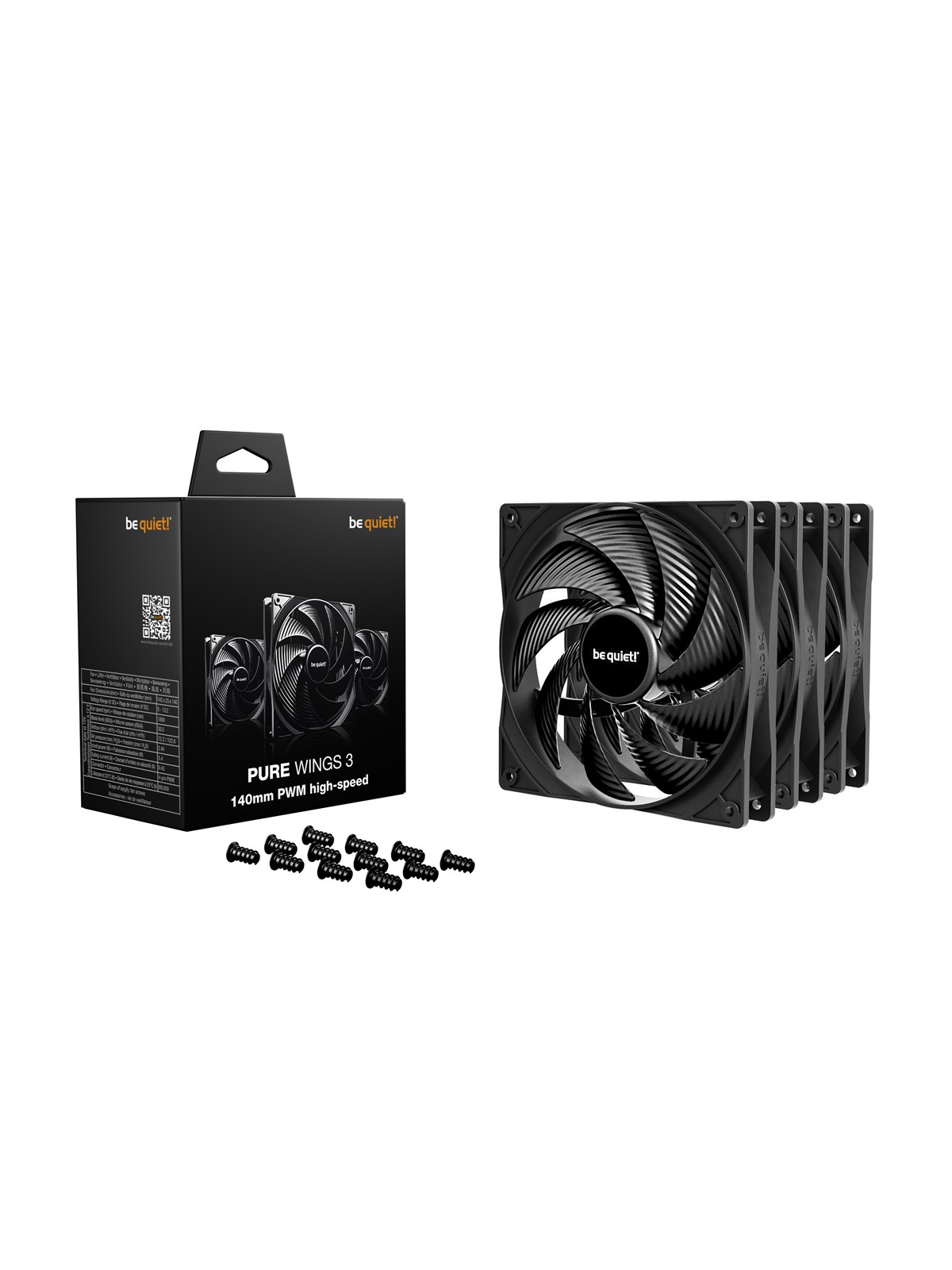 be quiet! PURE WINGS 3 HS 140 (3-pack) - Gehäuselüfter - 140mm - Schwarz - 30 dBA