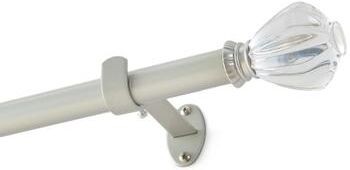 "Lenox Milano 1"" Single Curtain Rod with Crystal Teardrop Finial Design"