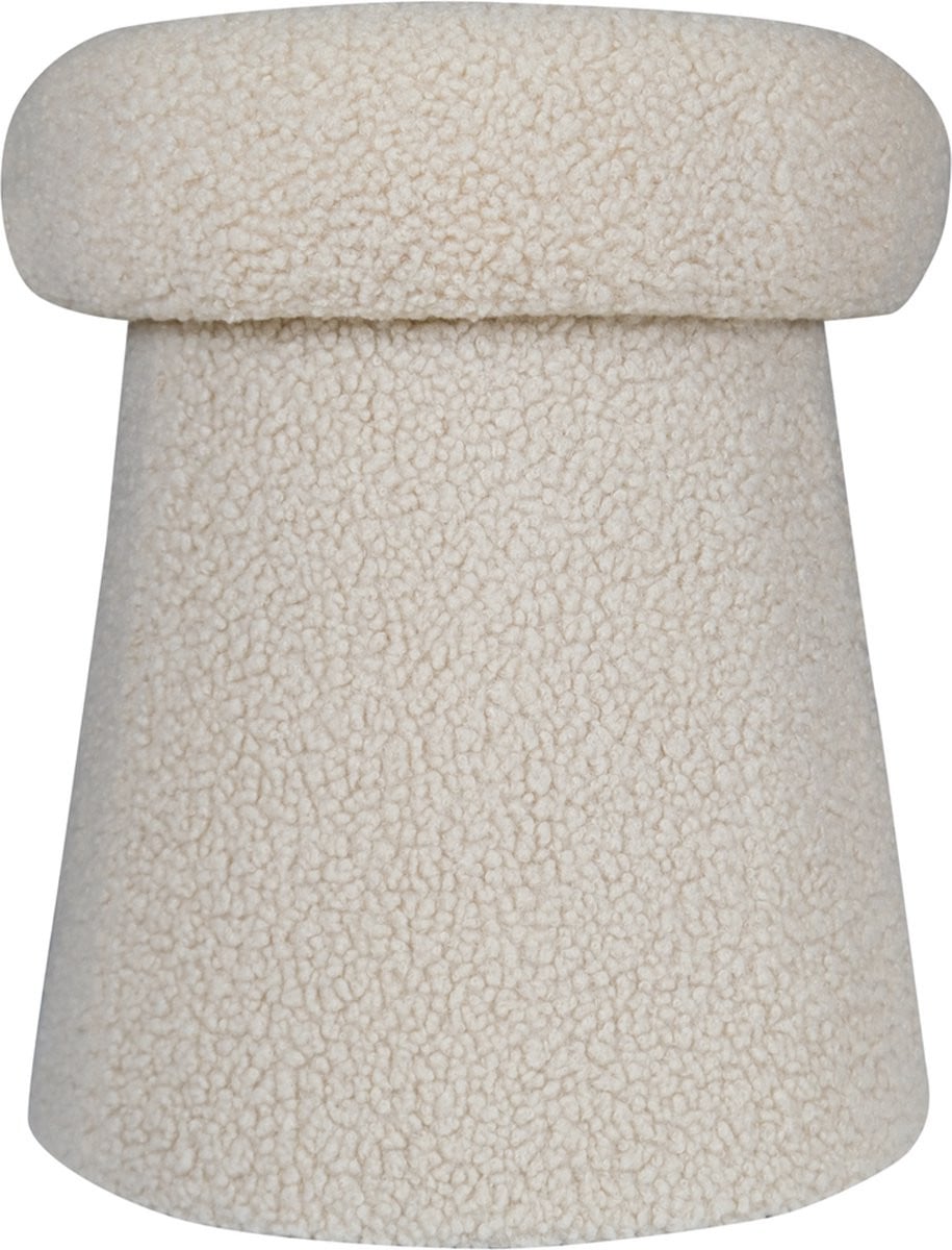 Mars & More Poef Teddy Krul Beige Rond Diameter: 40 cm