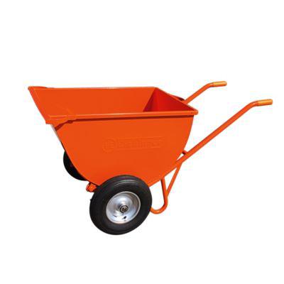 Eichinger-Industrie Kipp-Japanerkarre, 150 l, Luftbereifung mit Ø 400 mm und Kugellager, wasser- und öldicht, 3 Kranösen, Stahl, reinorange RAL 2004