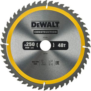 DeWalt Kreissägeblatt Construction DT1957-QZ, 250 x 30mm, 48 Zähne, für Holz, Holz mit Nägeln