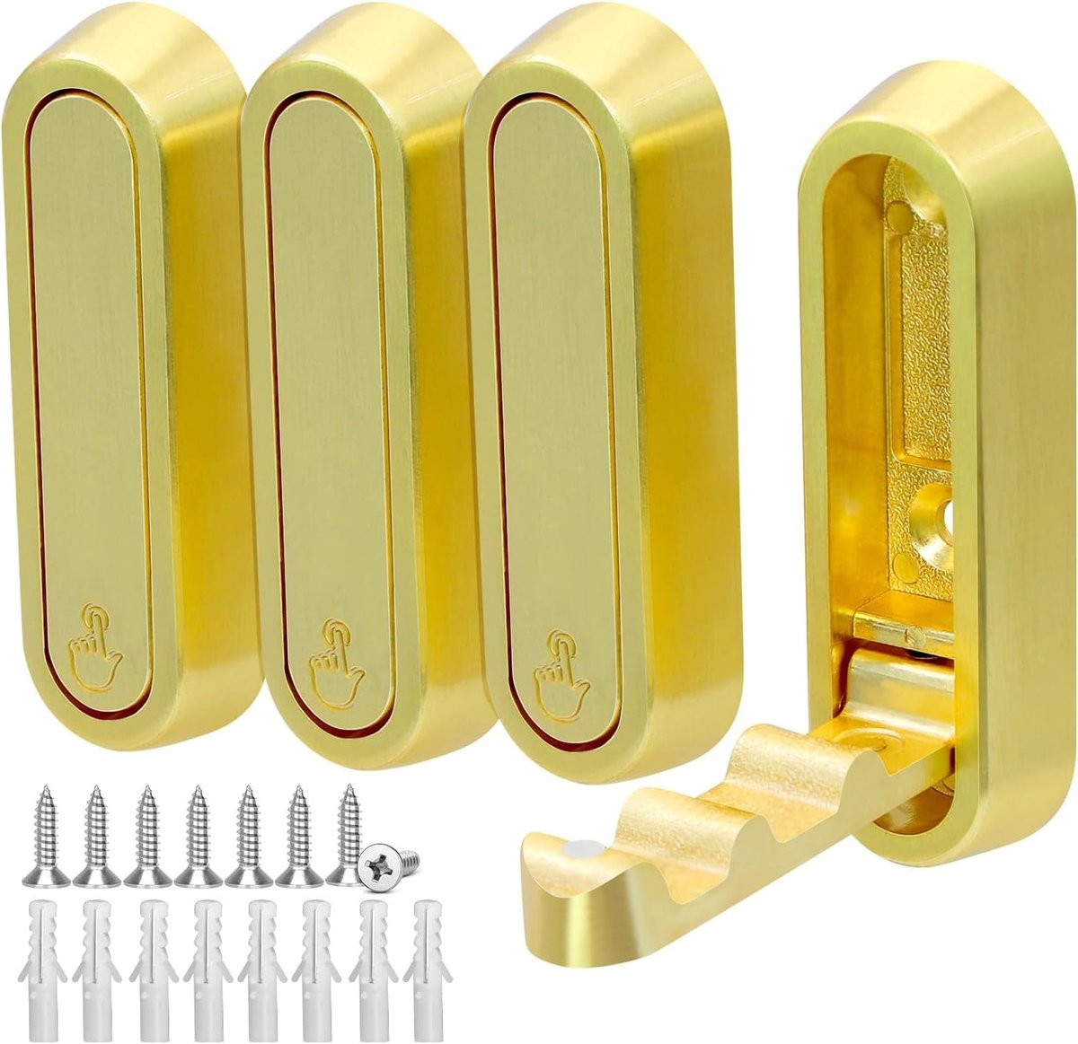 Set van 4 gouden vouwhaken voor kleding, badkamer en keuken