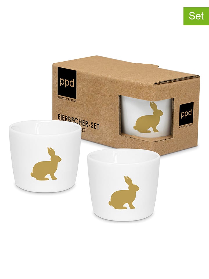 ppd 2er-Set: Eierbecher "Pure Easter" in Weiß/ Gold - (B)6 x (H)11,5 x (T)5 cm - onesize