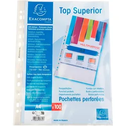 Exacompta 5750E 10x Packung mit 100 Prospekthüllen A4, PP glatt, hohe Qualität - Kristall