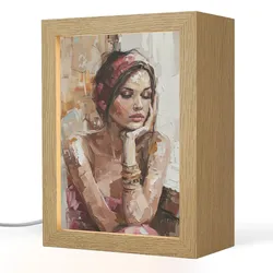 TISCHLEUCHTE Frau - Lackierung - Porträt - Modern 15x20 cm