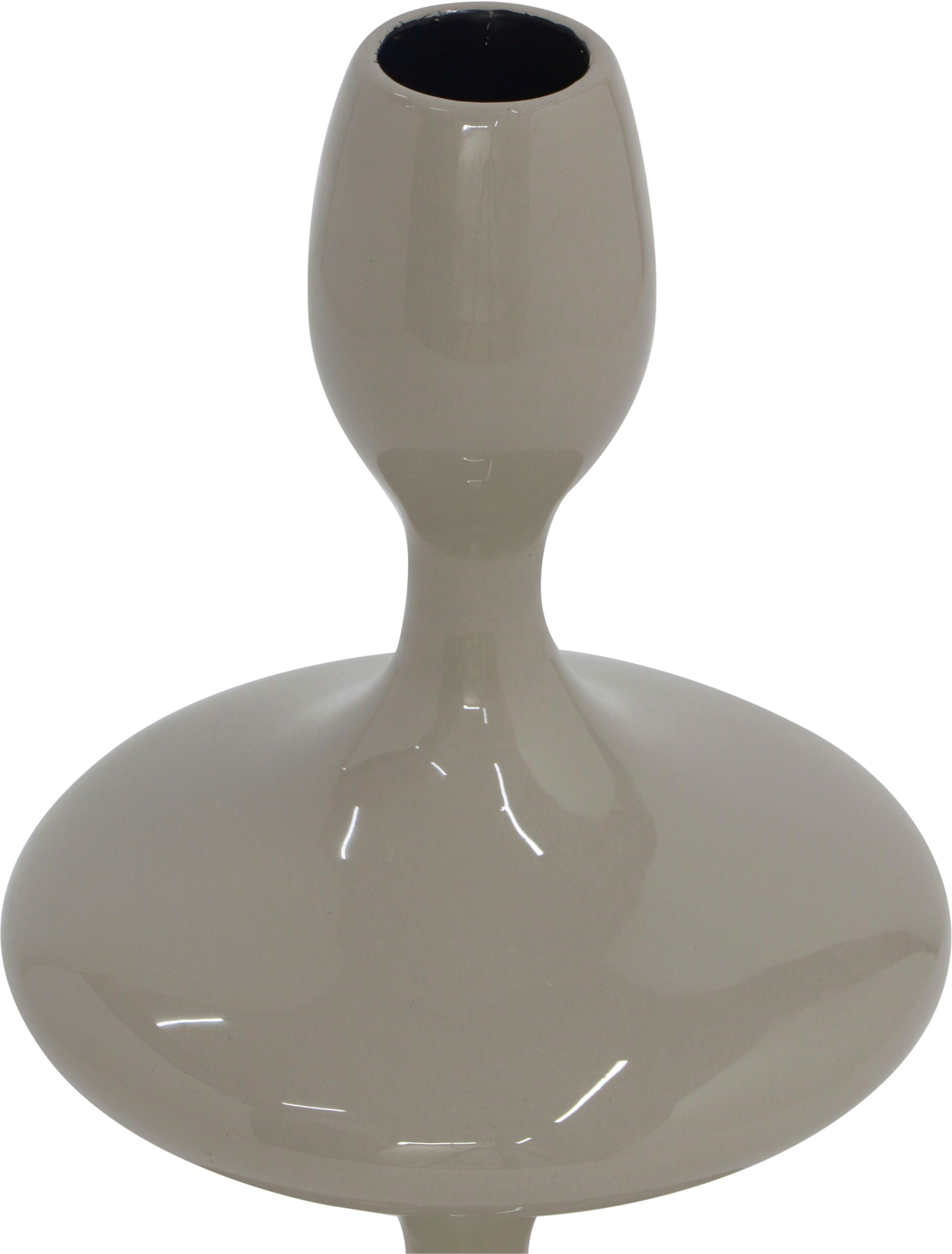 Kerzenhalter MIRRORS AND MORE "LAUREEN", beige (warm grau), B:11cm H:19,5cm, Metall, Kerzenhalter, Kerzenhalter, Aussergewöhnliche, moderne Form warm grau B/H/T: 11cm x 19,5cm