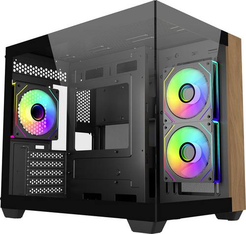Cooler Master Elite 481 Mini-Tower PC-Gehäuse Schwarz 3 Vorinstallierte LED Lüfter, Seitenfenster